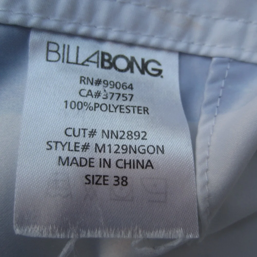 Billabong Board Short Mens 38 White Blue Fishing Lure Print Beach